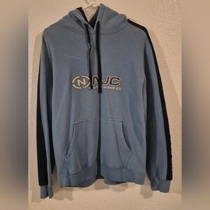 NAUTICA Men’s Pullover Two Tone Blue Hoodie Soft Cotton Blend Size Large